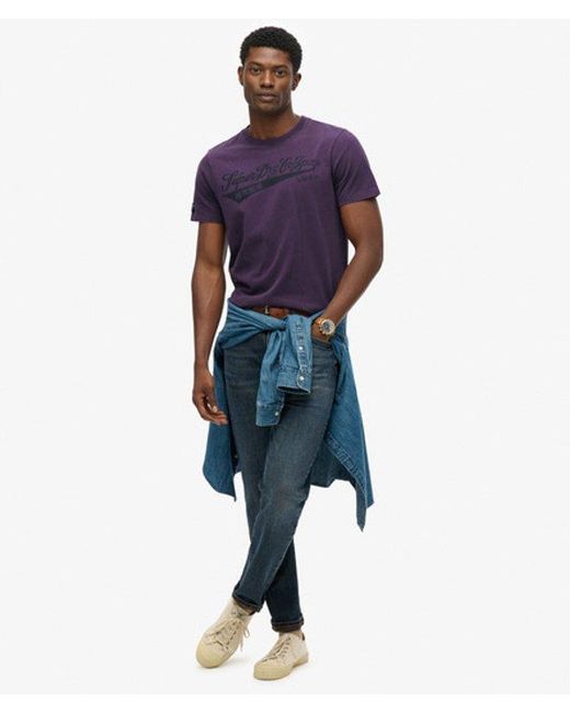 Superdry Blue Heritage Brand Relaxed T-Shirt for men