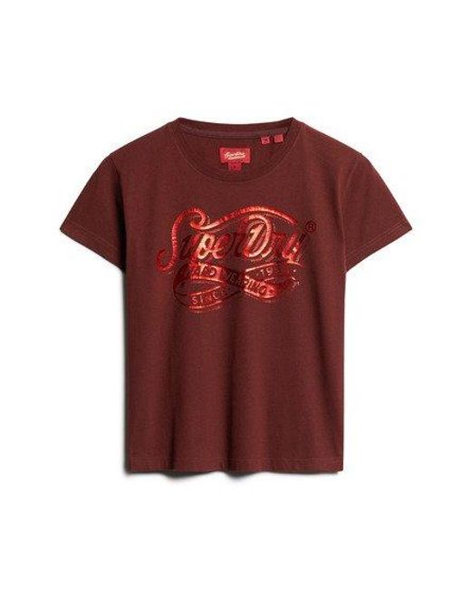 Superdry Red Foil Workwear Fitted T-shirt
