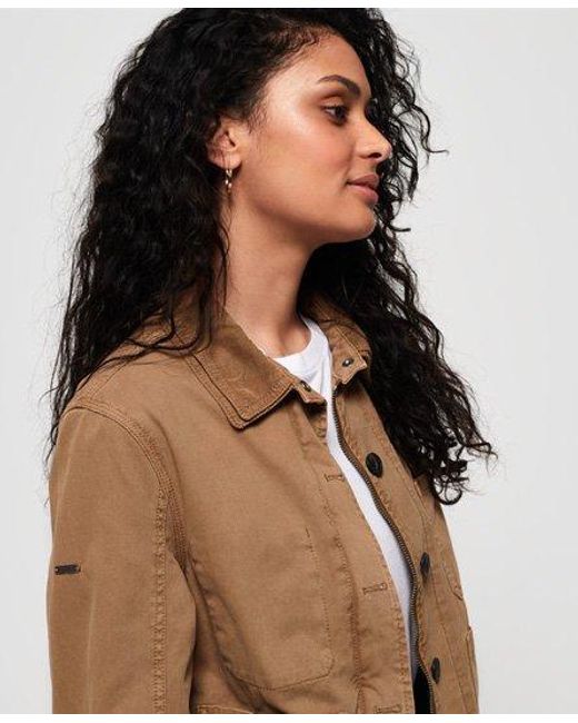 Superdry Blue Crop Makai Jacket Tobacco