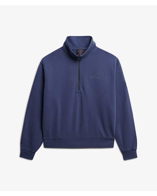 Superdry Blue & Co Essential Logo Garment Dye Half Zip Sweatshirt