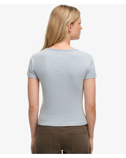 Superdry Gray & Co Athletic Essentials Striped Short Sleeve Top
