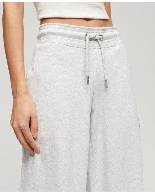 Superdry White Ladies Embroidered Logo Essential Straight joggers