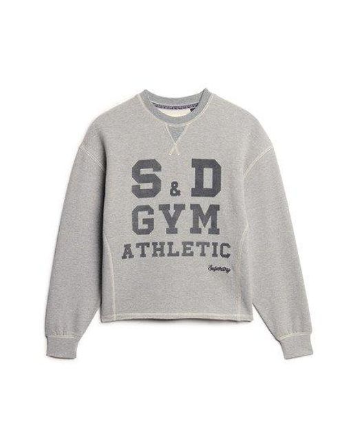 Superdry Gray Athletic Essentials Loose Crop Crew Sweatshirt