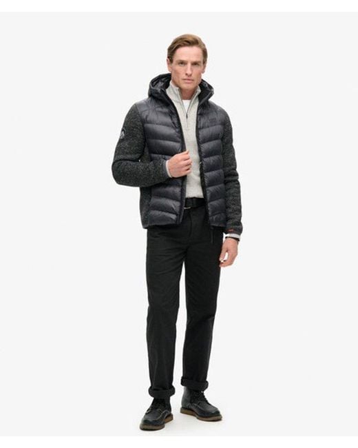 Superdry Gray Hooded Knit Storm Hybrid Jacket for men