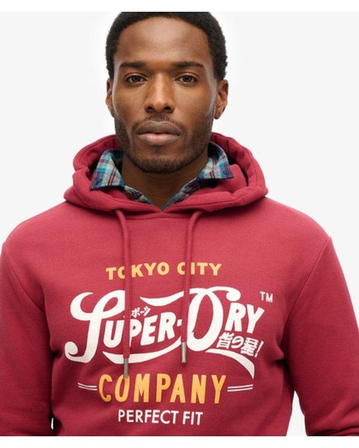 Superdry Red & Co Perfect Fit Script Hoodie for men