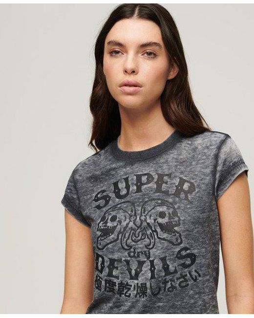 Superdry Retro Rocker-t-shirt Met Korte Mouwen in het Black