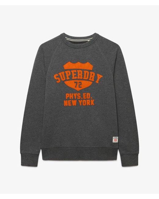 Superdry Gray & Co Athletic Felt Applique Crew Neck Sweatshirt for men