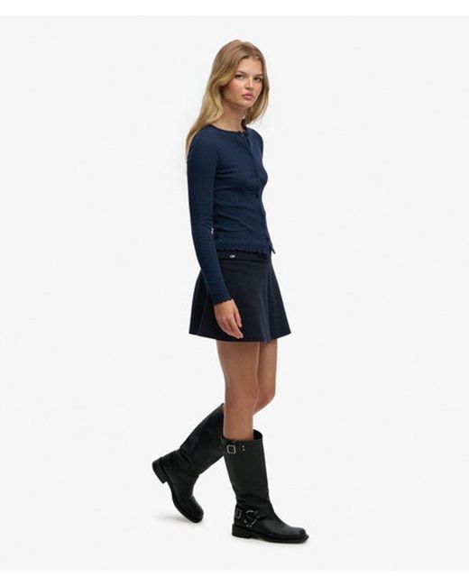 Superdry Blue Athletic Essentials Fold Over Skirt