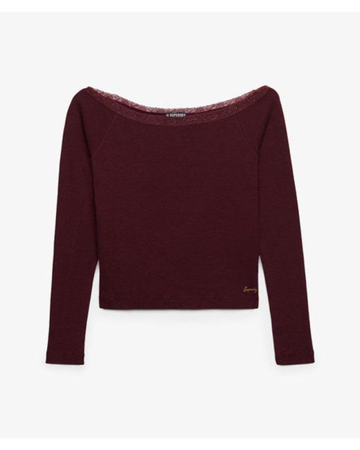 Superdry Red & Co Athletic Essentials Lace Long Sleeve Top