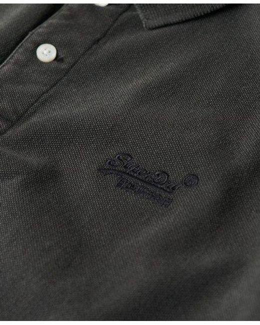 Superdry Gray Classic Logo Embroidered Destroyed Polo Shirt for men