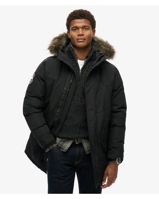 Superdry Black & Co Everest Faux Fur Parka Jacket for men