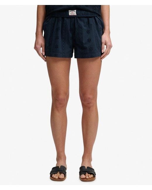Superdry Blue & Co Cotton Broderie Beach Shorts