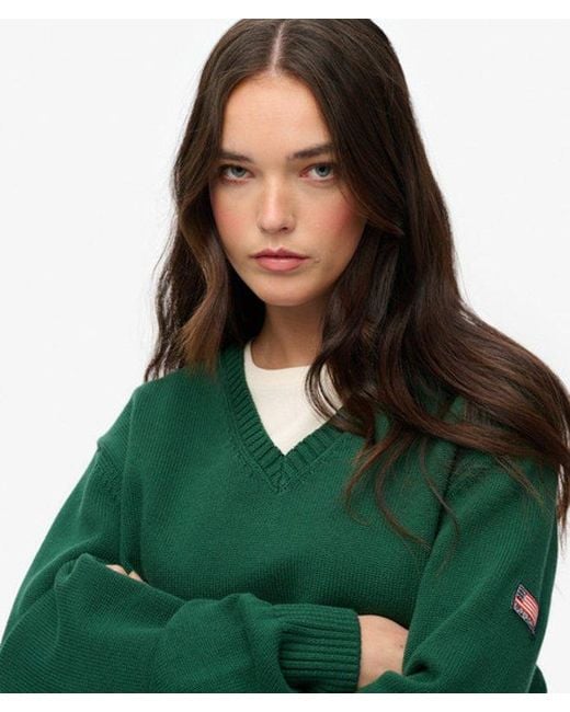 Superdry Green & Co Oversized V Neck Jumper