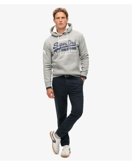 Sweat à capuche vintage logo en coton bio Superdry pour homme en coloris Gray