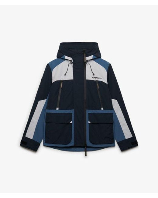 Superdry Blue & Co Hooded Colour Block Windbreaker Jacket for men