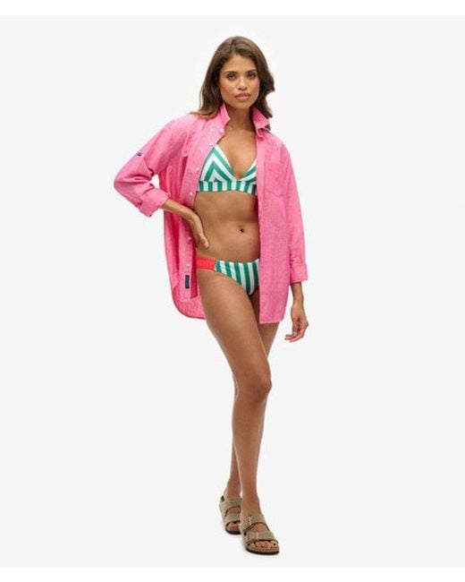 Superdry Blue & Co Striped Cheeky Bikini Bottoms