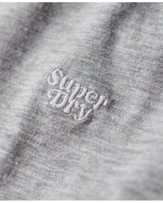 Superdry Gray Slub Embroidered V-neck T-shirt
