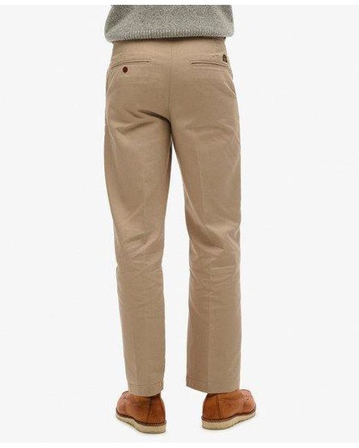 Superdry Chinobroek Met Rechte Pijpen in het Natural voor heren
