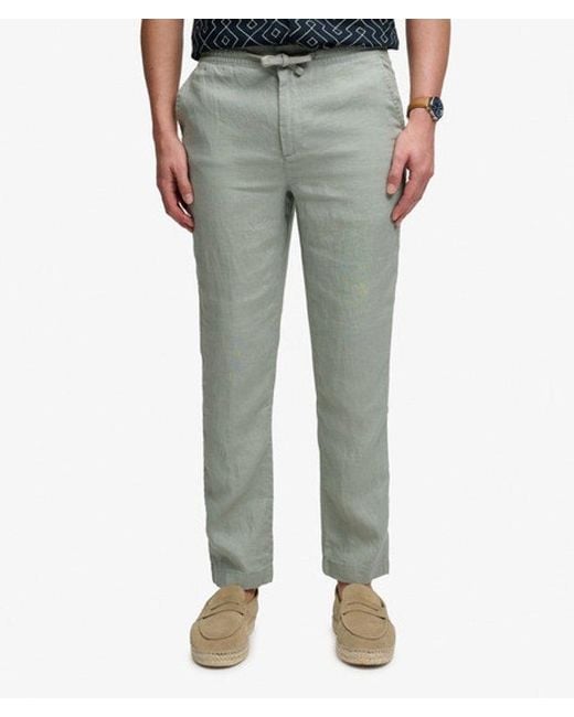 Superdry Blue Merchant Linen Pants for men