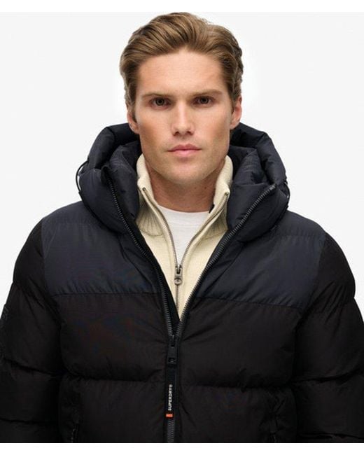 Superdry Men's Black Colorblock Hooded Puffer Jacket