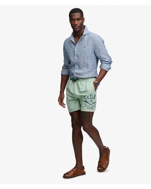Superdry Green & Co Printed Logo 16-inch Swim Shorts for men