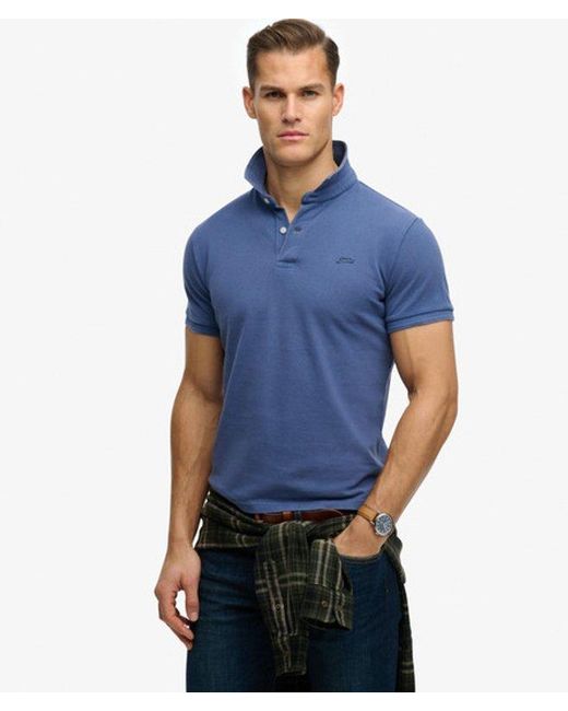 Superdry Blue Classic Pique Polo Shirt for men