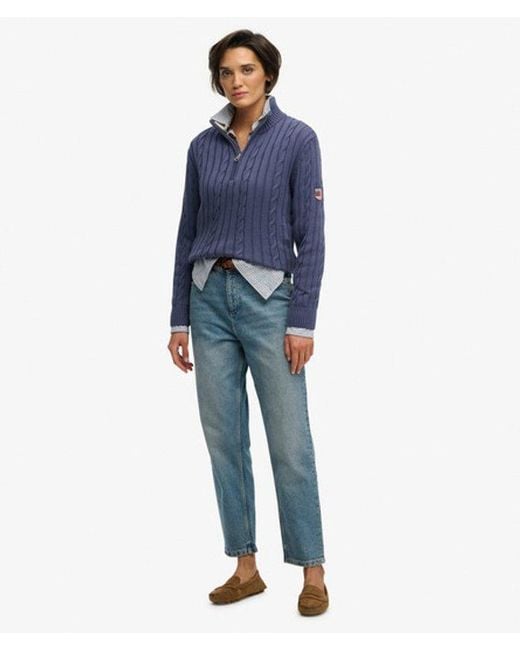 Superdry Blue & Co Cable Half Zip Knit