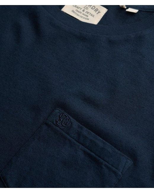 Superdry Blue & Co Cotton Linen Long Sleeve Pocket Top for men