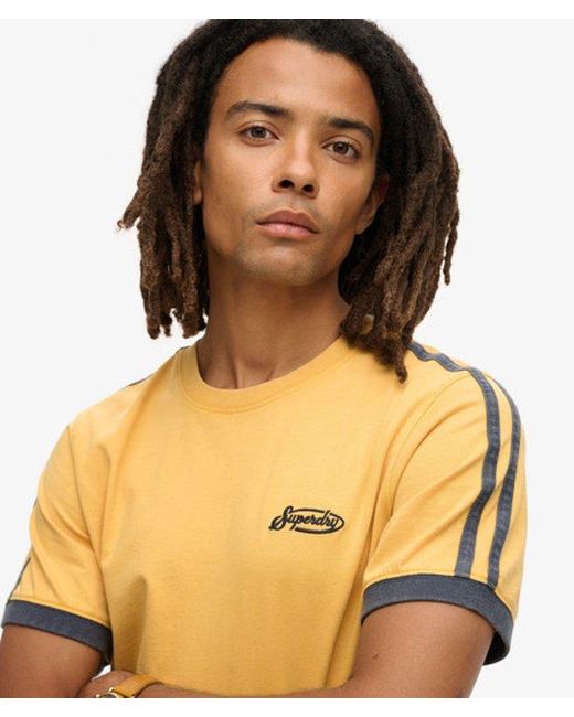Superdry Yellow & Co Essential Logo Retro Striped T-shirt for men