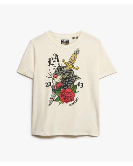 Superdry White Neo Trad Tattoo Relaxed T-Shirt