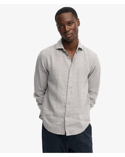 Superdry Gray & Co Riviera Long Sleeve Linen Shirt for men