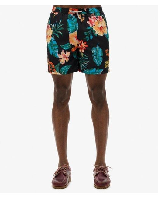 Superdry Black & Co Hawaiian Print 16-inch Swim Shorts for men