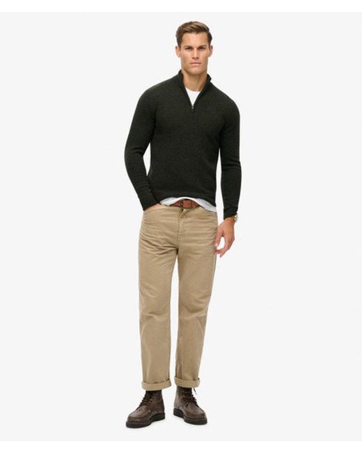Superdry Black & Co Essential Embroidered Knitted Half Zip Jumper for men