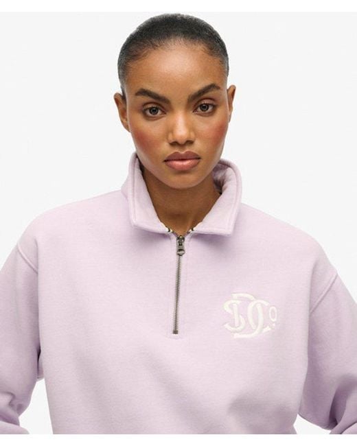 Superdry Pink & Co . Collared Half Zip Sweatshirt