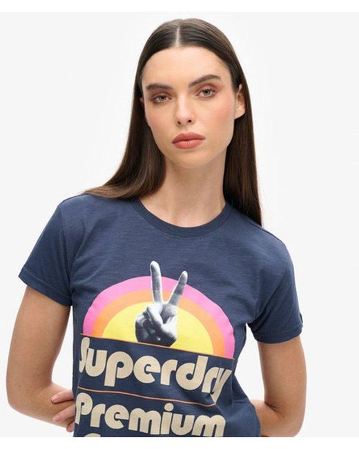 Superdry Blue & Co 70s Retro Logo Graphic T-shirt