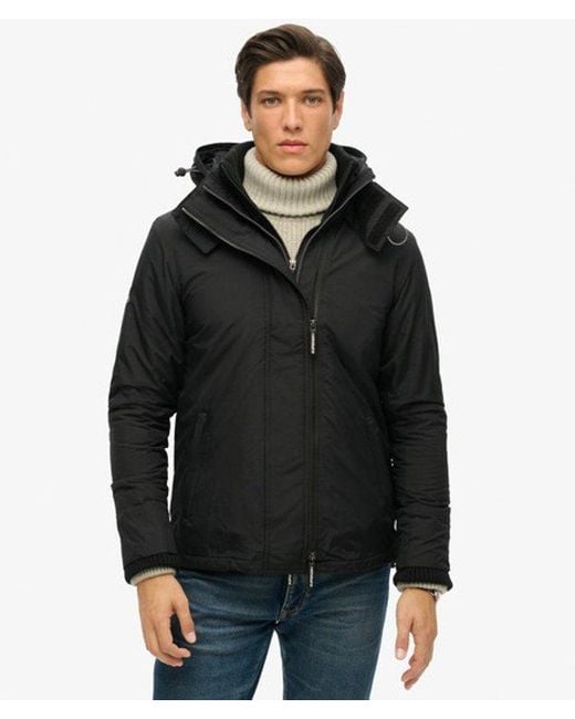 Superdry Black Pop Zip Hood Arctic Sd-Windcheater Jacket for men