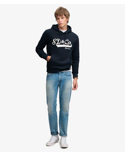 Superdry Blue & Co Washed Embroidered Relaxed Hoodie for men