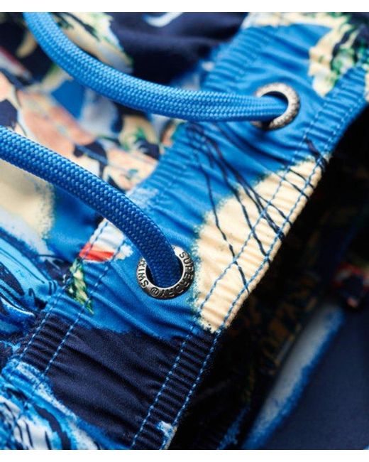 Superdry Blue & Co Recycled Hawaiian Print 17-inch Swim Shorts for men