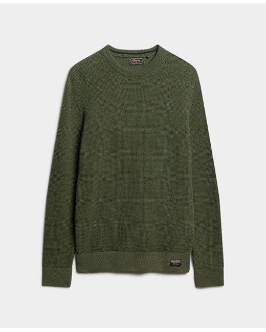 Superdry Green Textured Crew Knitted Jumper for men