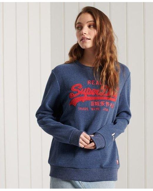 Superdry Blue Vintage Logo Chenille Loopback Sweatshirt Marl