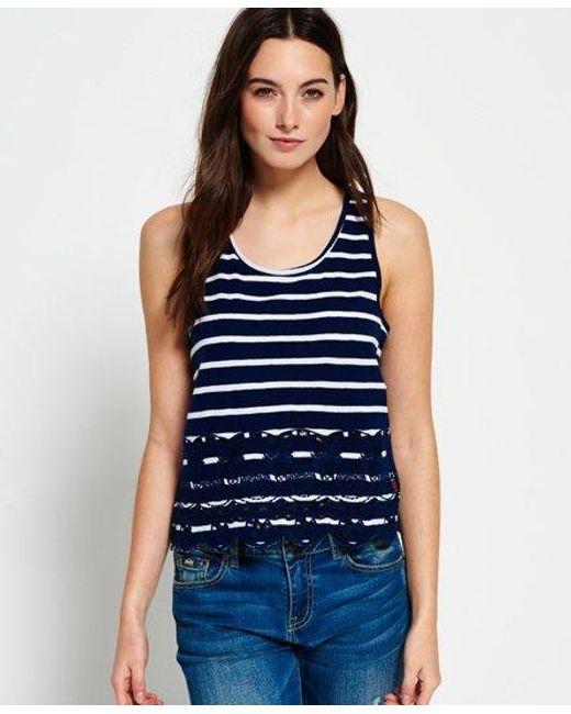 Superdry Cotton Shore Broderie Shell Top in Navy (Blue) - Lyst