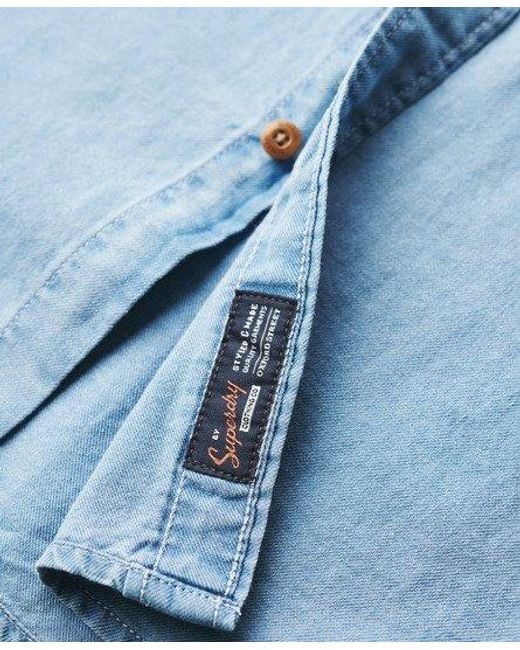 Superdry Blue Vintage Loom Short Sleeve Shirt for men