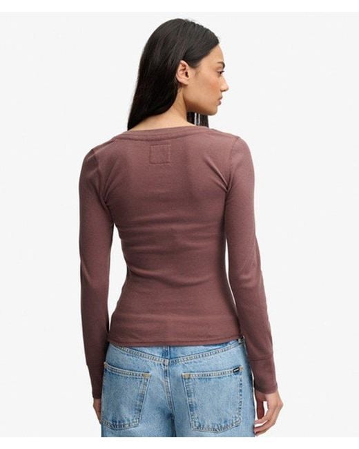 Superdry Athletic Button Down Longsleeve Top in het Red