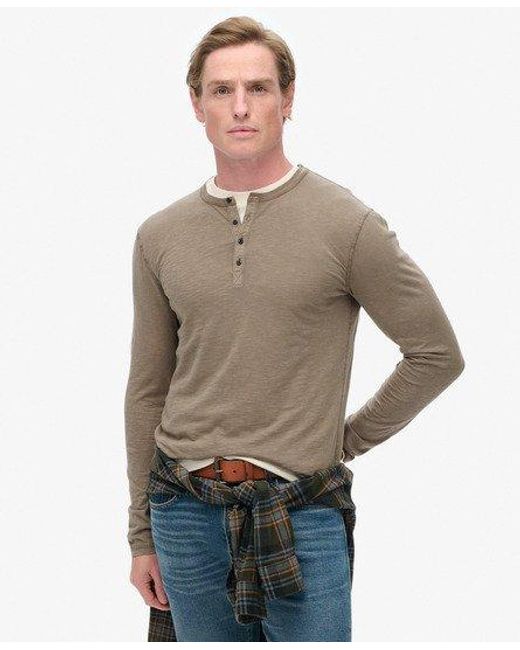 Superdry Natural Long Sleeved Jersey Grandad Top for men