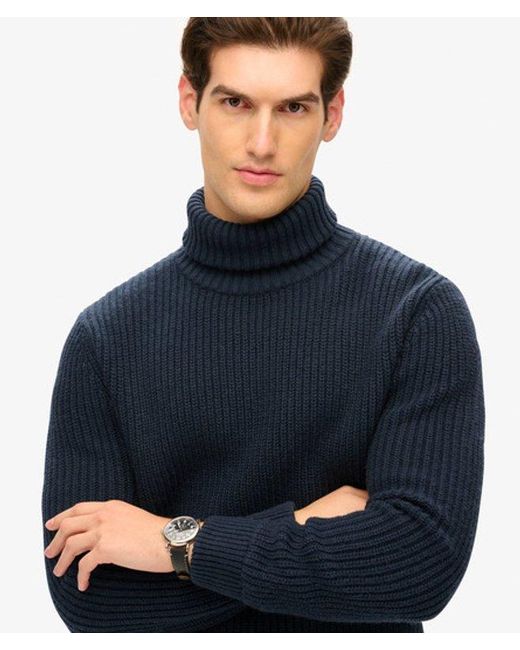 Pull texturé à col roulé merchant store Superdry pour homme en coloris Blue