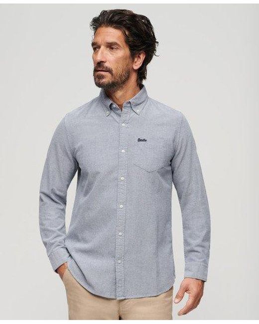 Superdry Blue Long Sleeve Oxford Shirt for men