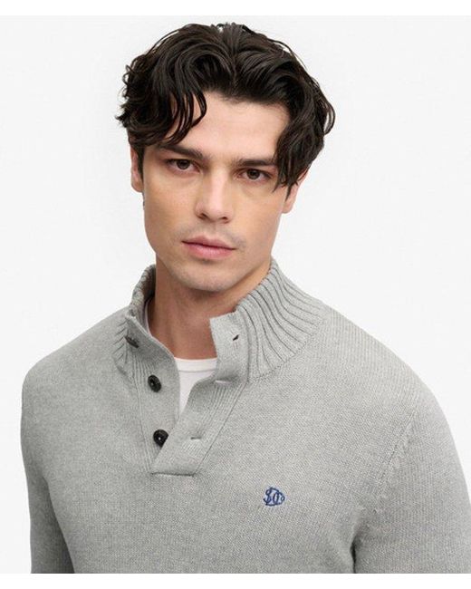 Superdry Gray & Co Cotton Button Henley Jumper for men