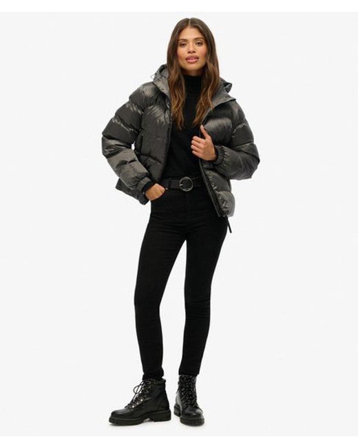 Superdry Black & Co Hooded Luxe Sports Puffer Jacket