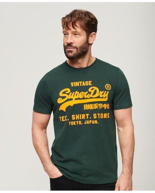 T-shirt vintage logo fluo Superdry pour homme en coloris Green
