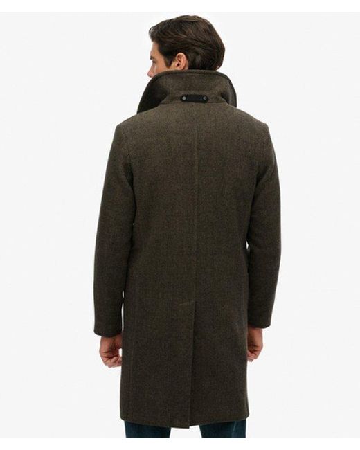 Superdry Black & Co The Merchant Store - Wool Blend Long Coat for men